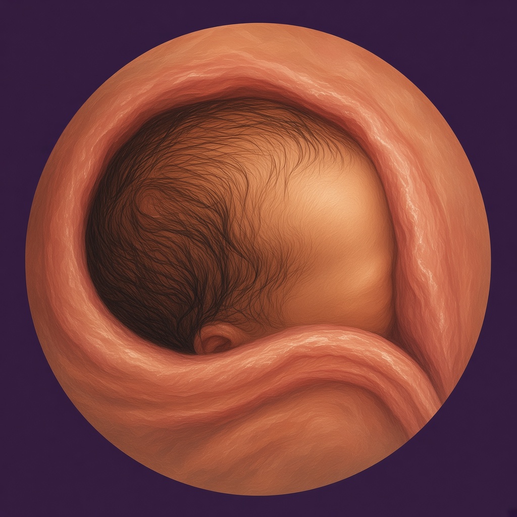 Baby's head delivered